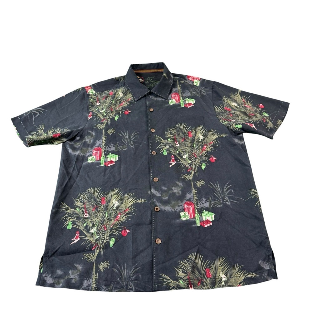 Tommy Bahama Season Greetings Christmas Present Silk Wool Hawaiian Shirt Size M